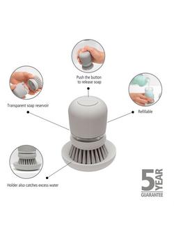 Brabantia SinkSide Soap Dispensing Dish Brush, Mid Grey - view 2, Mid Grey