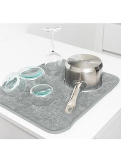 Brabantia SinkSide Microfibre Dish Drying Mat, Mid Grey - view 2, Mid Grey