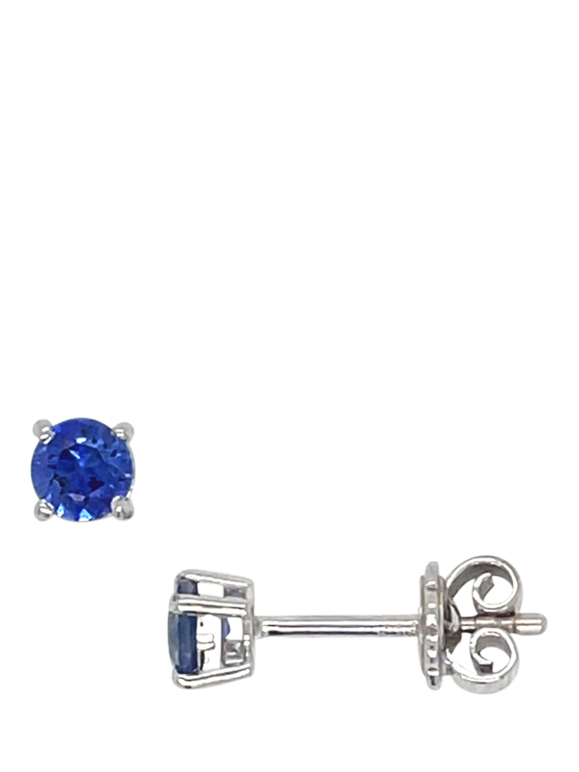Product image 1 of 3, which shows E.W Adams 18ct White Gold Claw Set Sapphire Round Stud Earrings