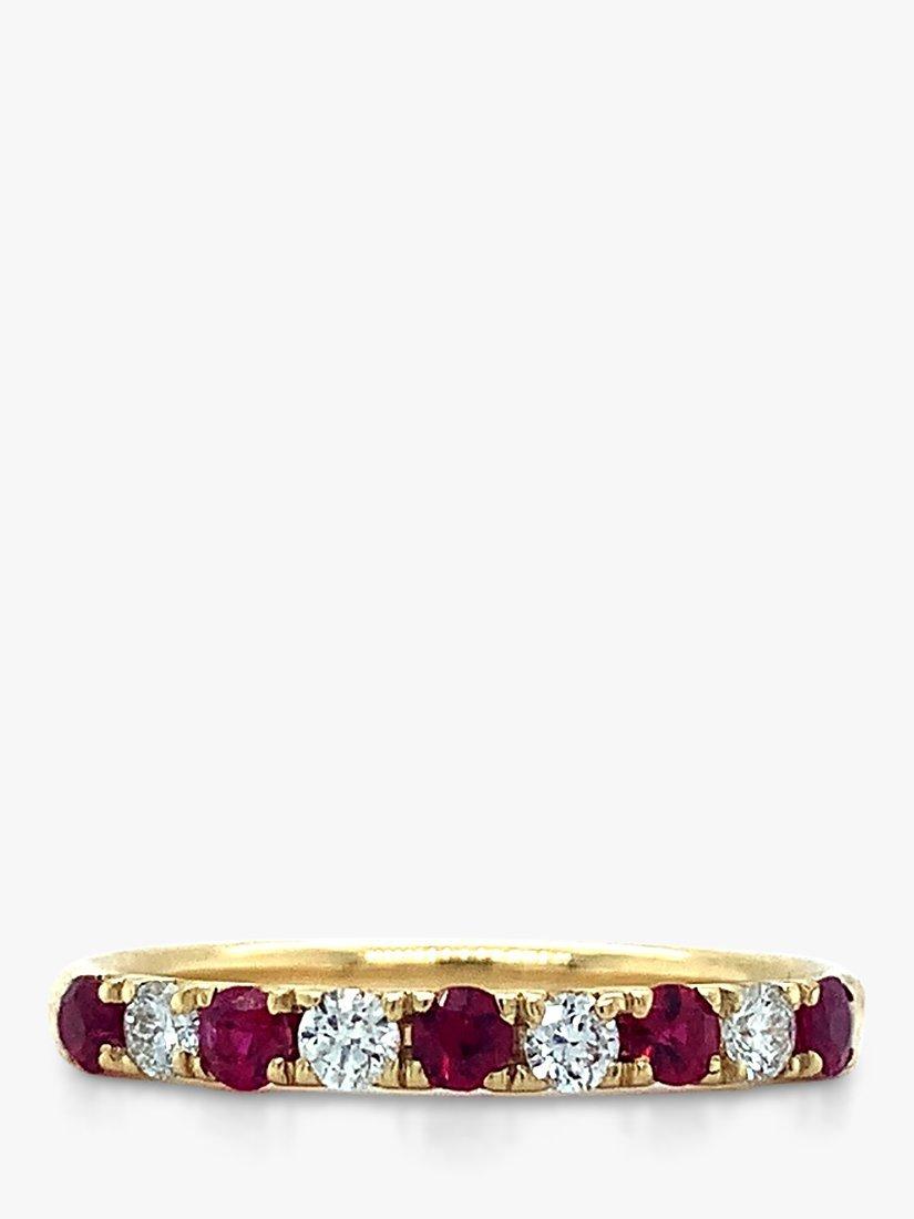 E.W Adams 18ct Yellow Gold Ruby & Diamond Eternity Ring, N