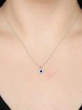 E.W Adams 18ct White Gold Sapphire & Diamond Cluster Pendant Necklace