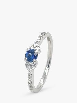 E.W Adams 18ct White Gold Sapphire & Diamond Ring, N, Silver/Blue