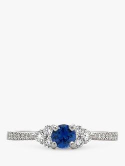 E.W Adams 18ct White Gold Sapphire & Diamond Ring, N - view 2, Silver/Blue