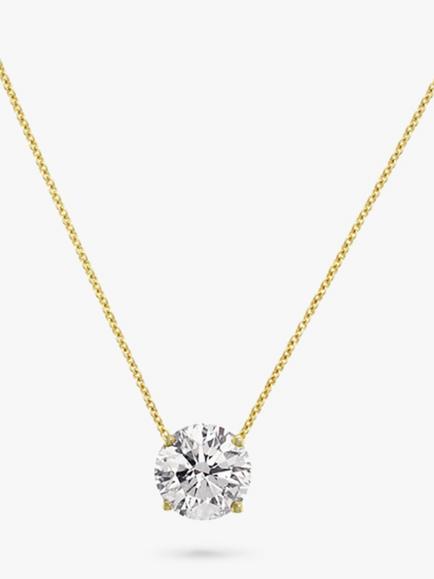 E.W Adams 18ct Yellow Gold Solitaire Diamond Pendant Necklace, Gold