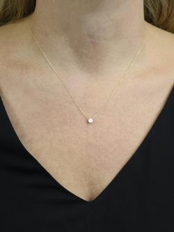 E.W Adams 18ct Yellow Gold Solitaire Diamond Pendant Necklace - view 2, Gold