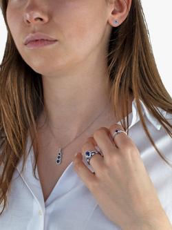 E.W Adams 18ct White Gold Sapphire & Diamond Cluster Triple Drop Pendant Necklace - view 2, White Gold