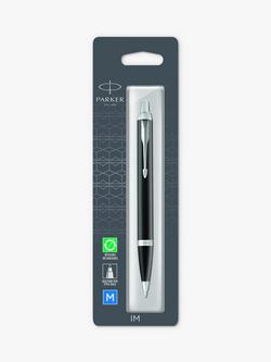 PARKER IM Chrome Trim Ballpoint Pen, Black, Black