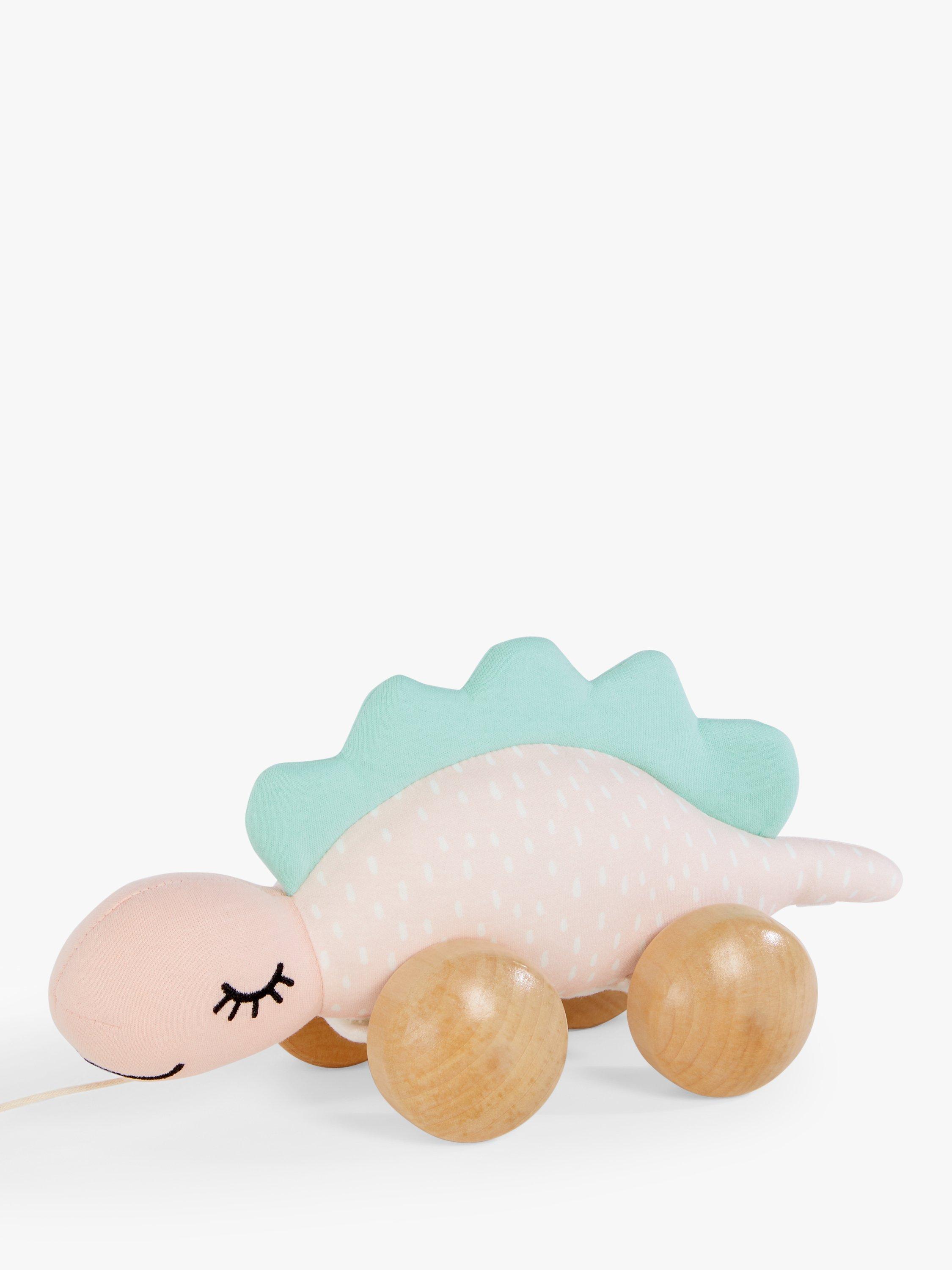 John Lewis Wooden Plush Pull Along Dinosaur