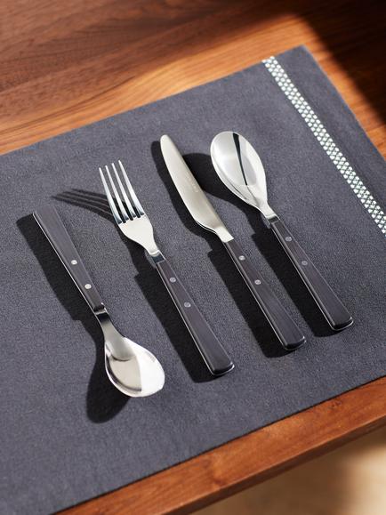 John Lewis Bevel Stainless Steel Cutlery Set, 18 Piece/6 Place Settings - view 2, Black