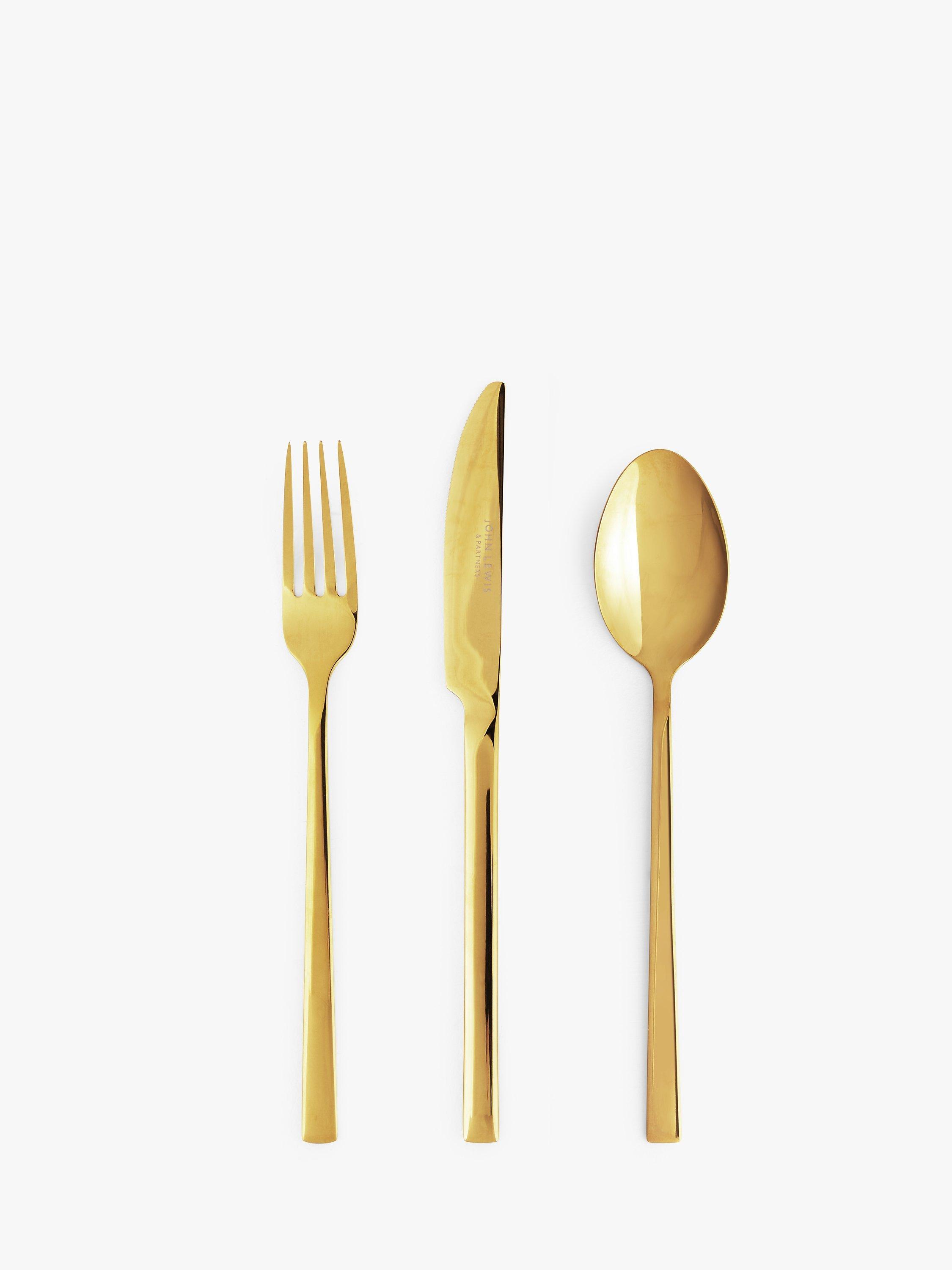 John Lewis Gold Cutlery Set, 18 Piece/6 Place Settings