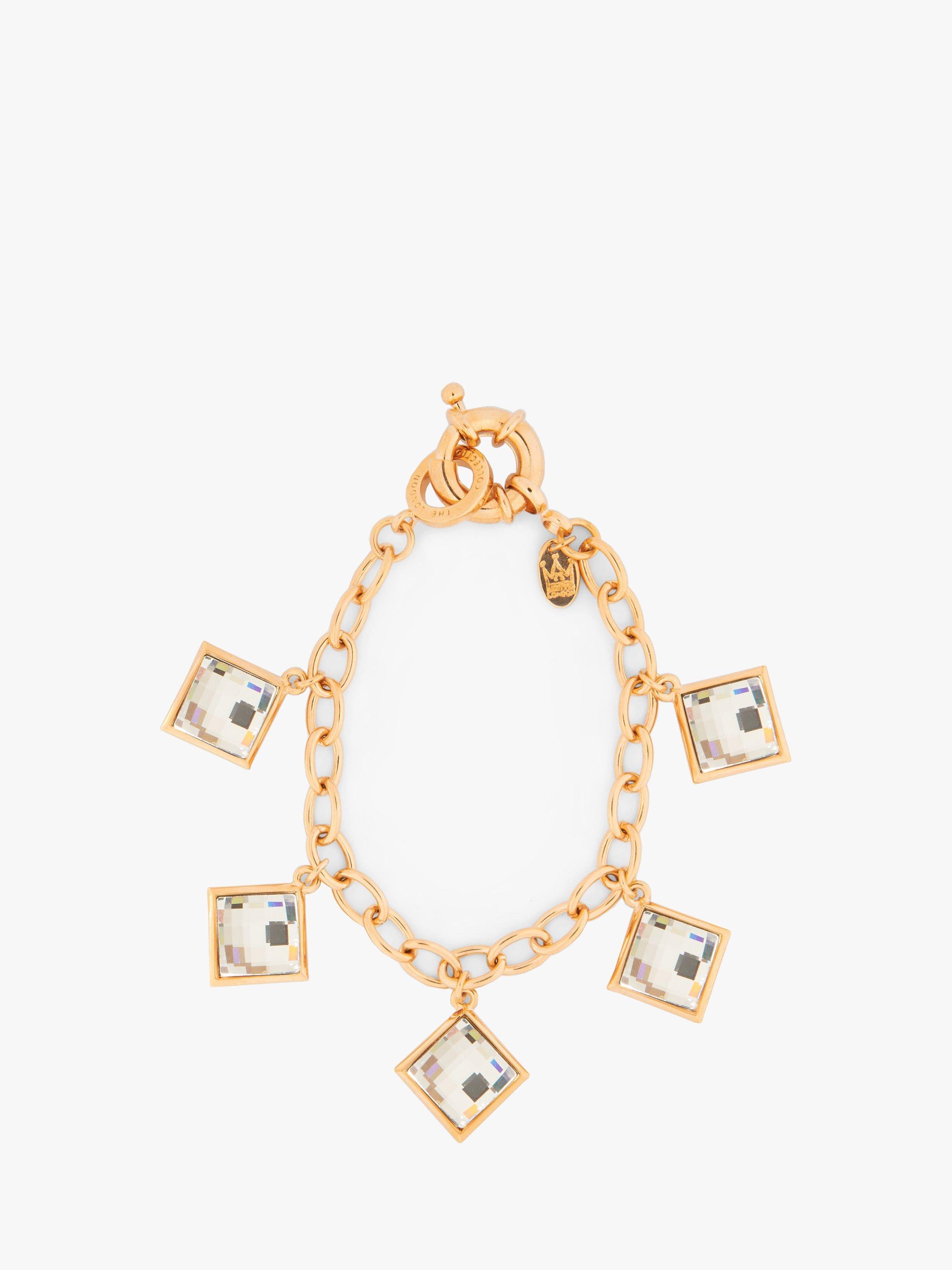 Product image 1 of 2, which shows Eclectica Pre-Loved 22ct Gold Plated Swarovski Crystal Chain Bracelet, Yellow Gold