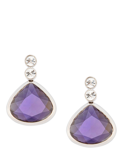 Eclectica Pre-Loved Swarovski Crystals Drop Earrings, Silver/Lilac, Silver/Lilac