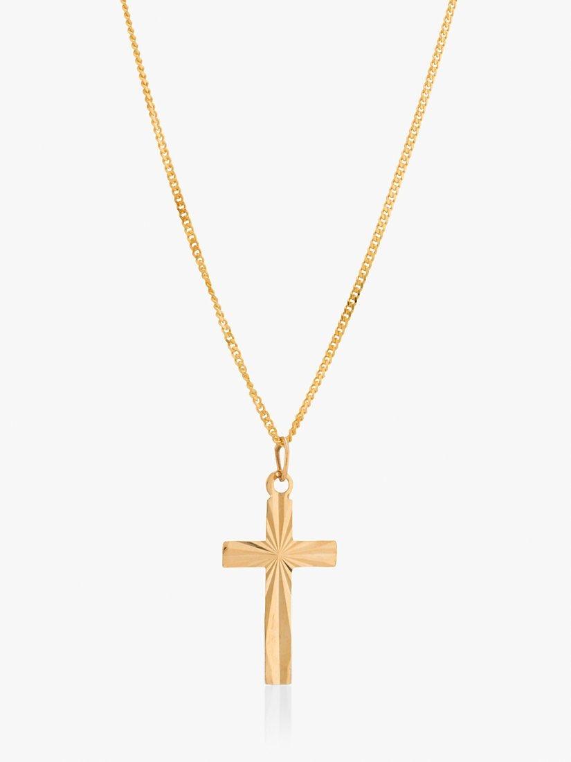 L & T Heirlooms Pre-Loved 9ct Yellow Gold Cross Pendant Necklace