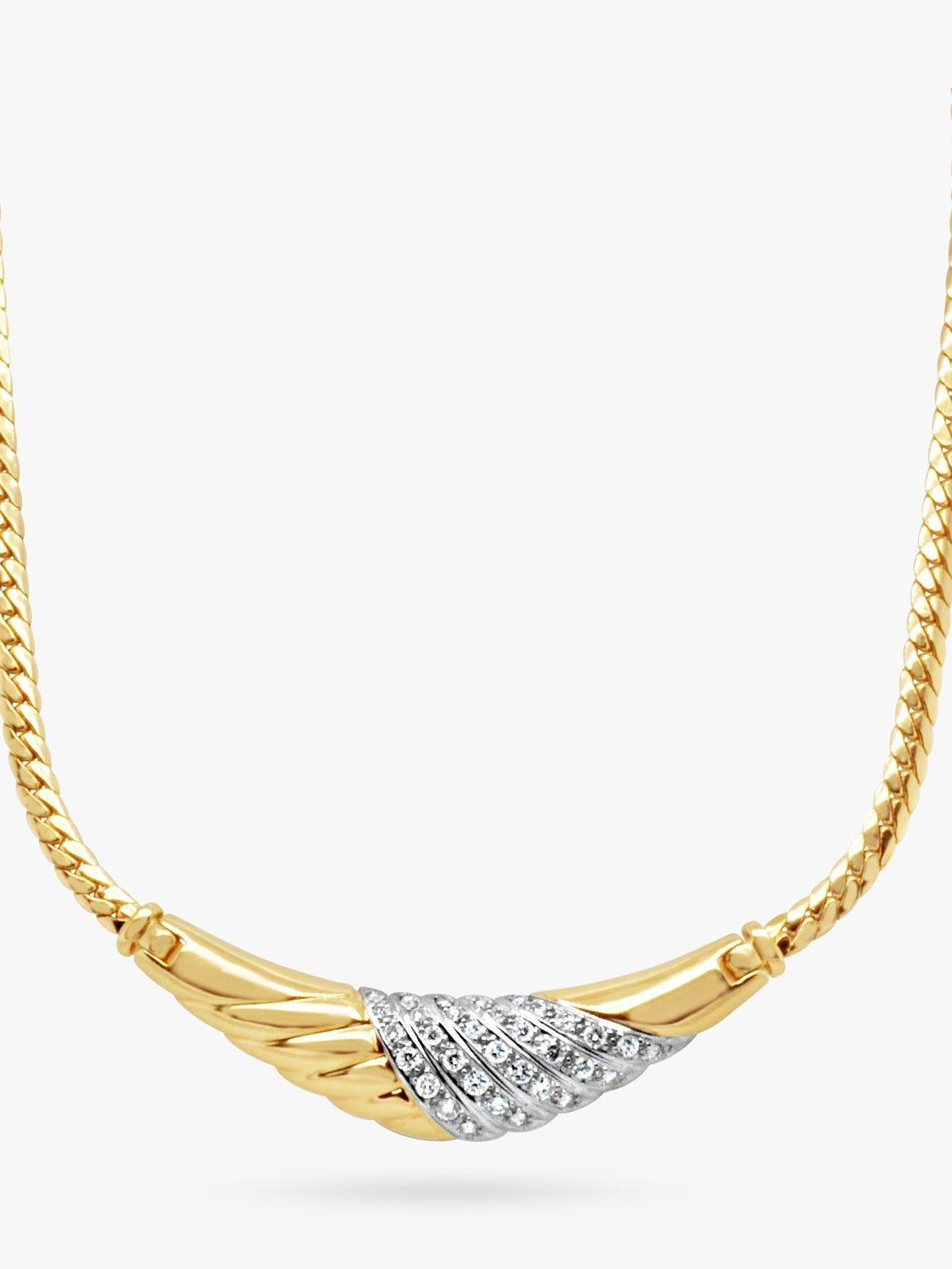 Product image 1 of 4, which shows Milton & Humble Jewellery Pre-Loved 18ct Yellow Gold Diamond Collarette Necklace, Dated Circa 2000s