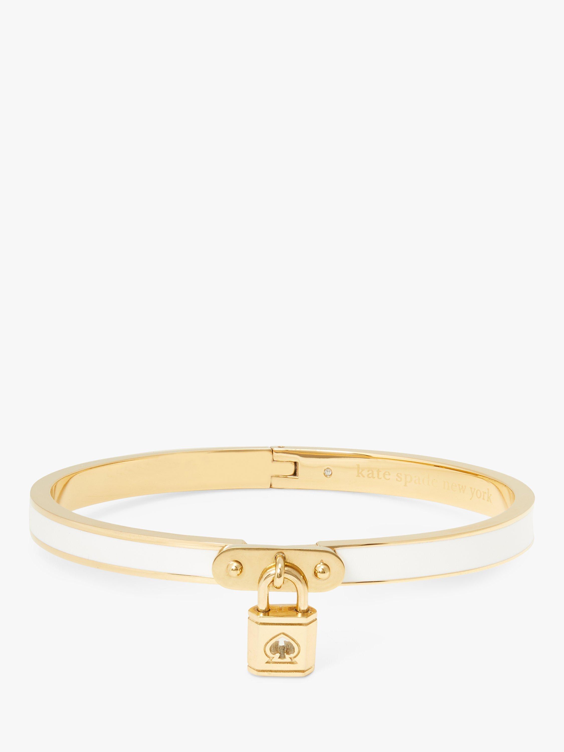 Product image 1 of 2, which shows kate spade new york Resin Lock Charm Bangle, Gold/White