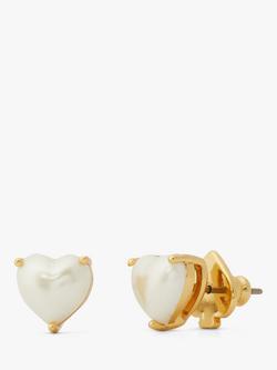 kate spade new york Heart Stud Earrings, Gold/White - view 2, Gold