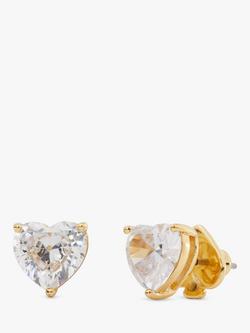 kate spade new york Cubic Zirconia Heart Stud Earrings, Gold/Clear