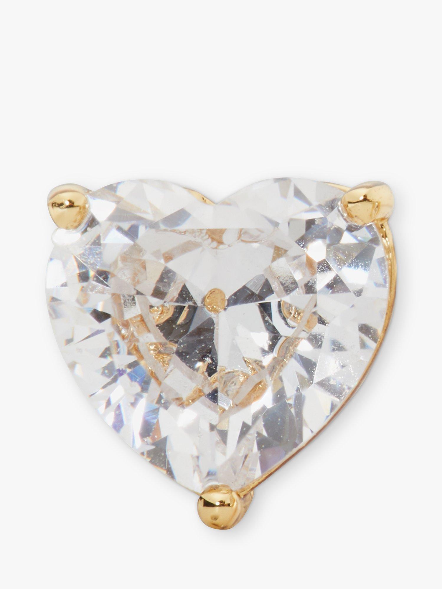 Product image 2 of 2, which shows kate spade new york Cubic Zirconia Heart Stud Earrings, Gold/Clear
