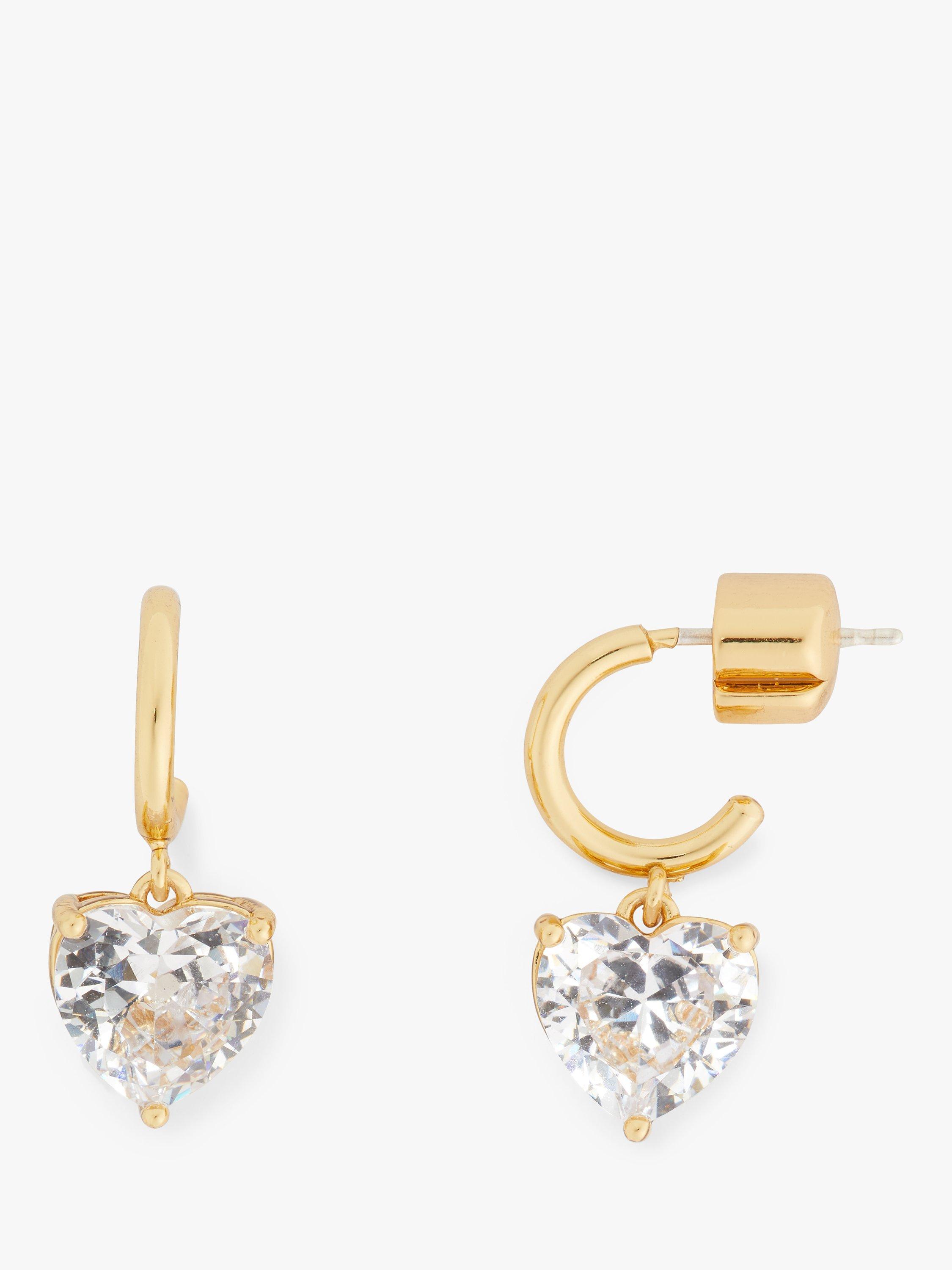 kate spade new york Cubic Zirconia Heart Drop Earrings, Gold