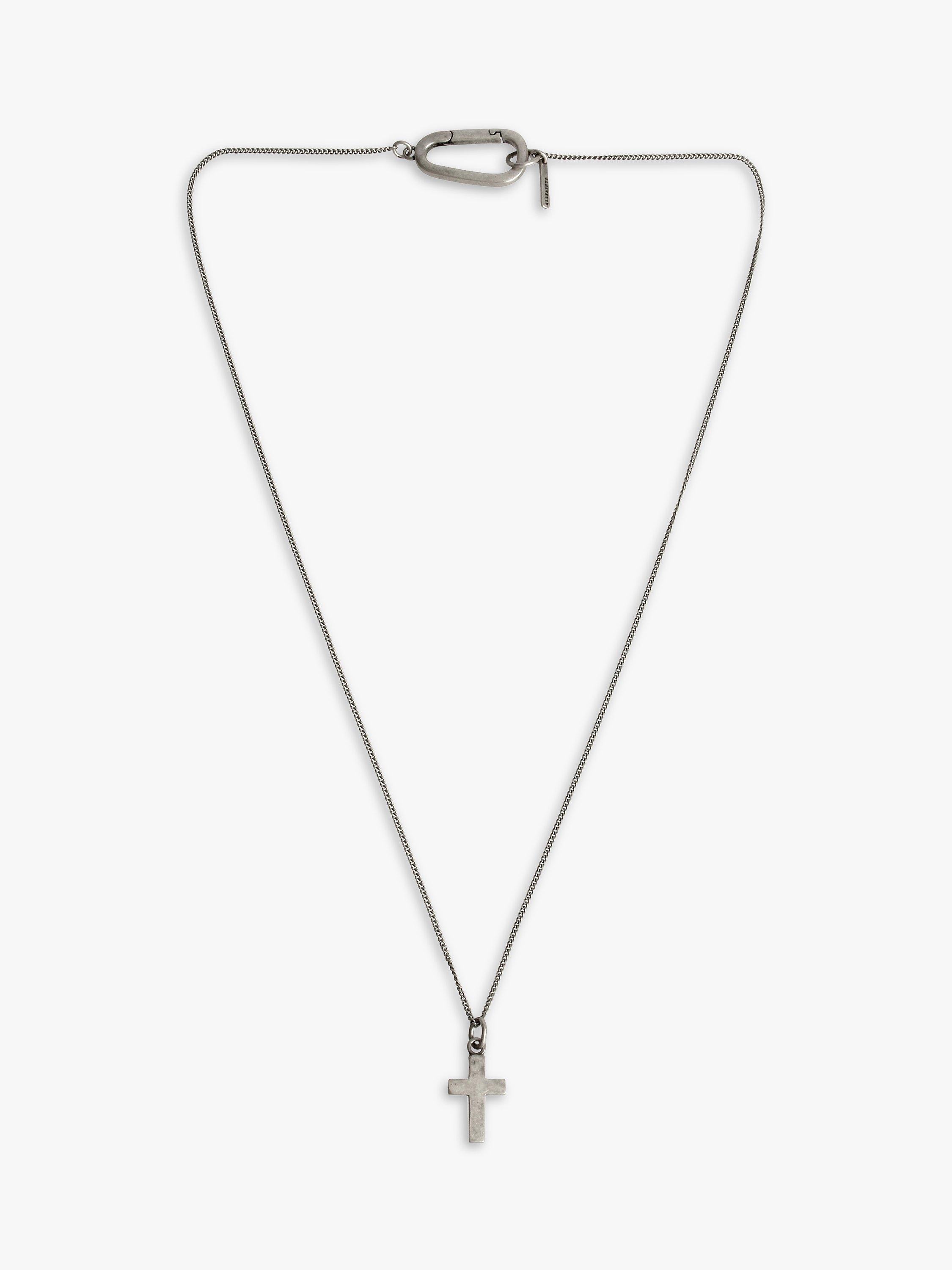 AllSaints Croix Cross Sterling Silver Necklace, Warm Silver