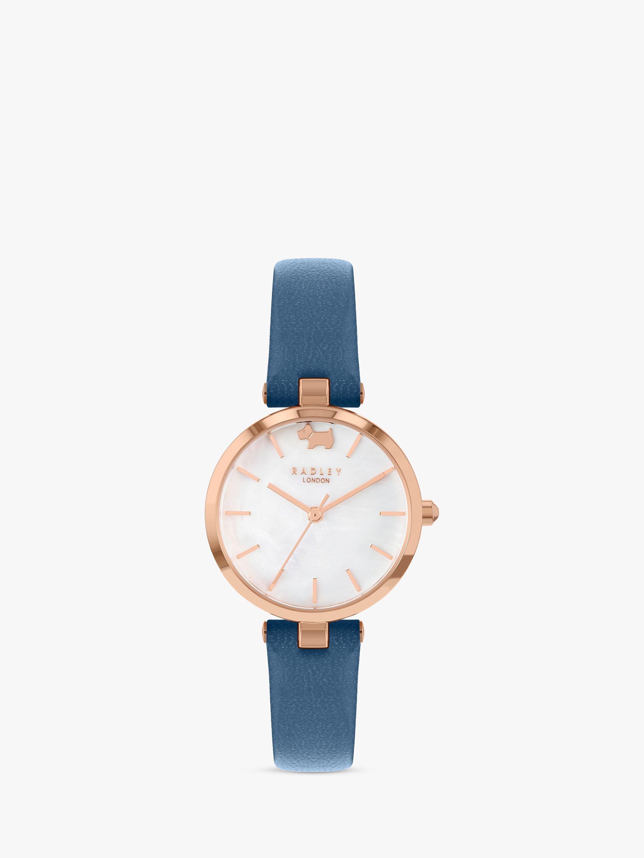 Radley Women's West View Leather Strap Watch, Denim Blue RY21384