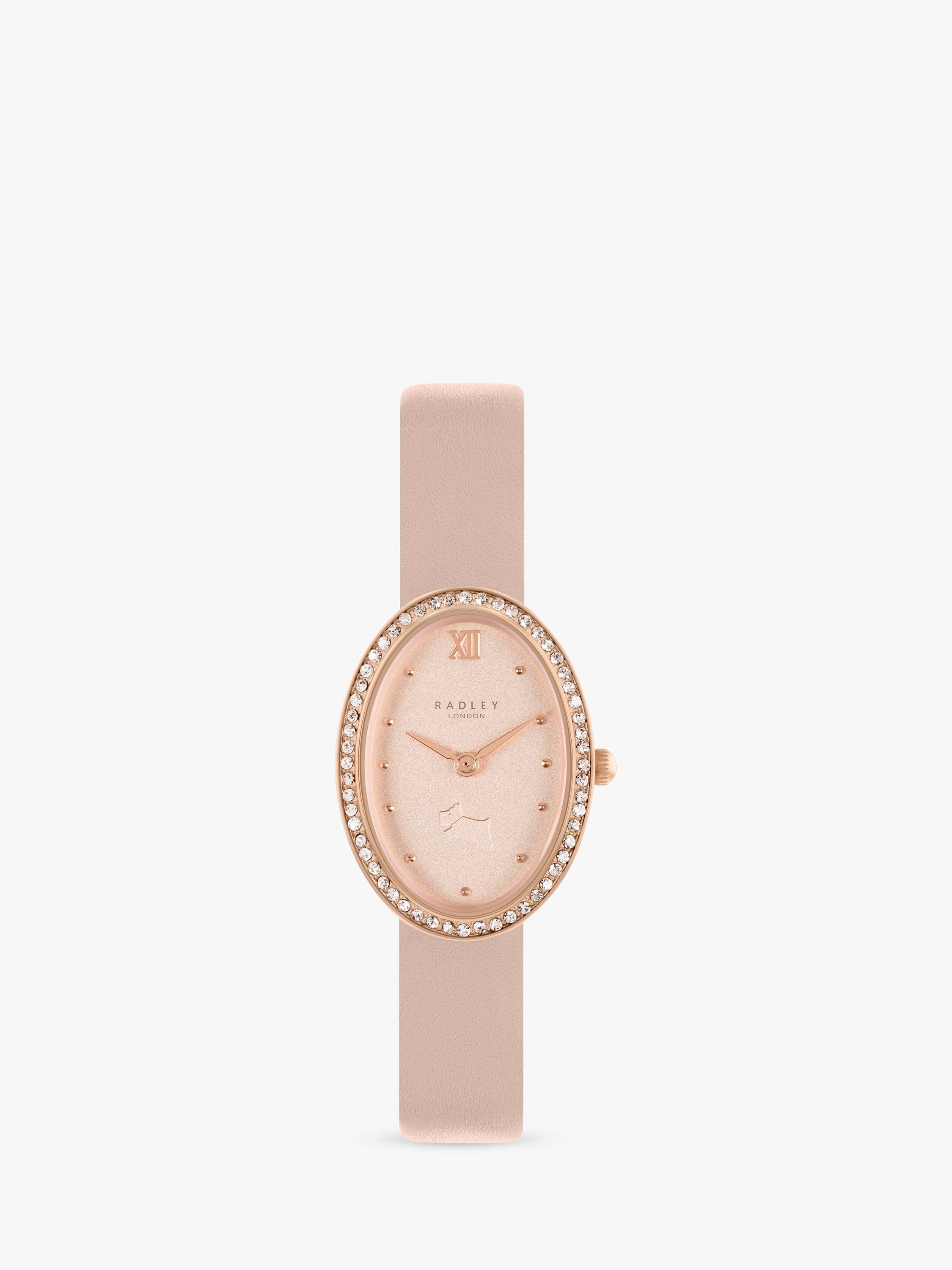 Radley Women's Cranwell Close Oval Leather Strap Watch, Cobweb/Rose Gold RY21364