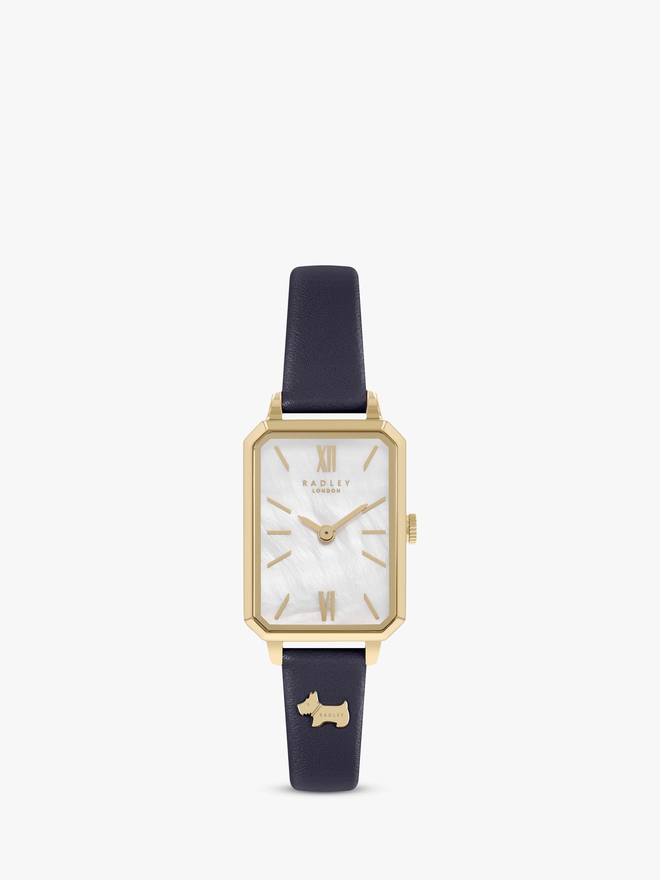 Radley Women's Saxon Road Rectangle Leather Strap Watch, Ink RY21390