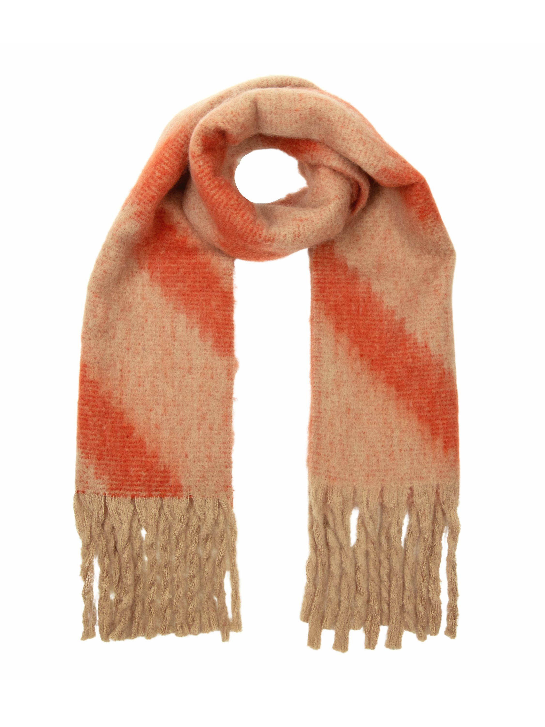Powder Clara Cosy Chevron Stripe Scarf, Tangerine/Mist