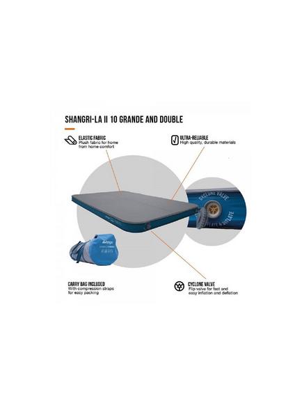 Vango Shangri-La II Self-Inflating Grande Airbed - view 2, Cloud Grey/Sky Blue