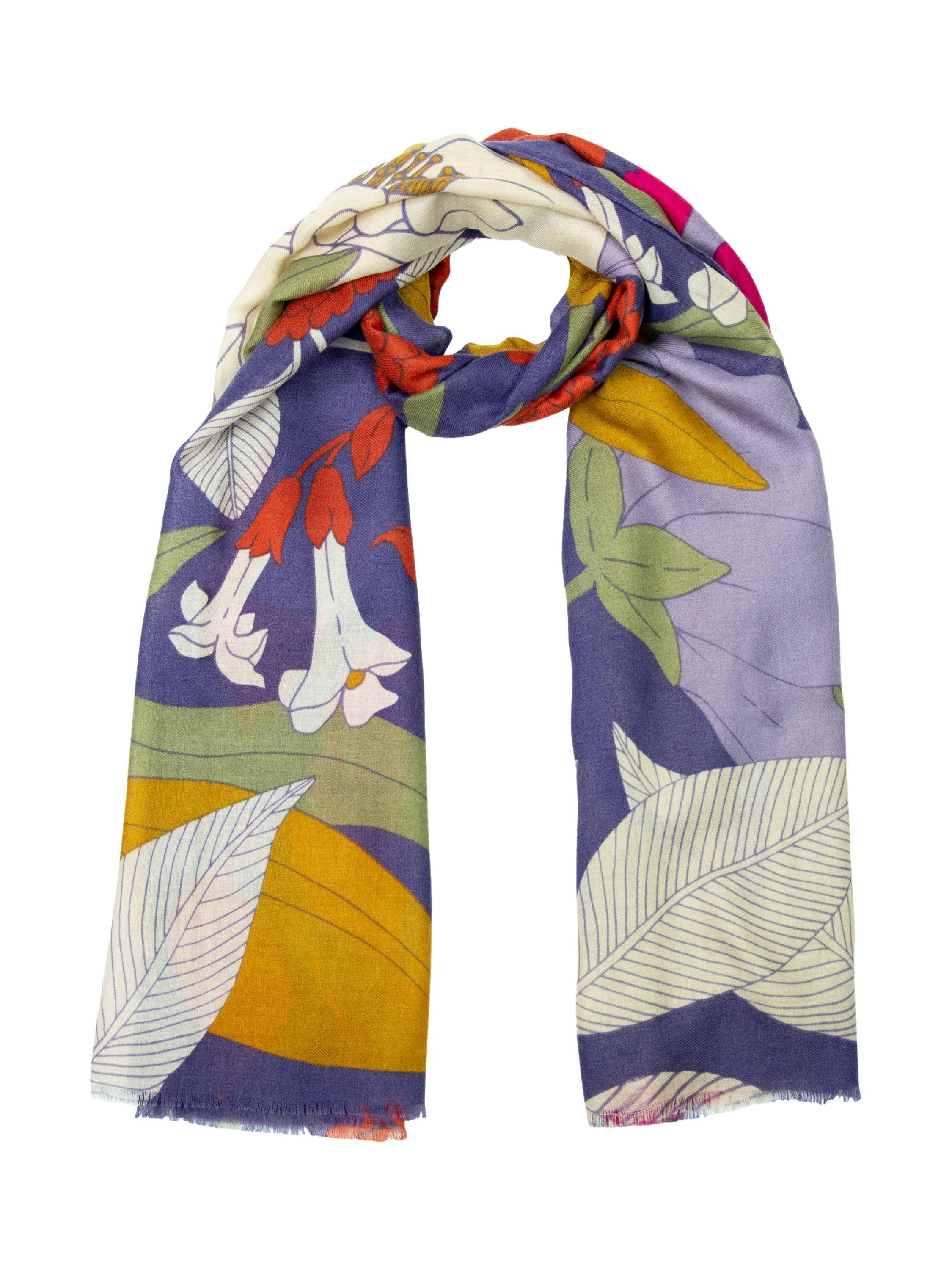 Powder Winter Floral Print Scarf, Multi