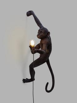 Seletti Hanging Monkey Indoor/Outdoor Wall Light, Black, Black