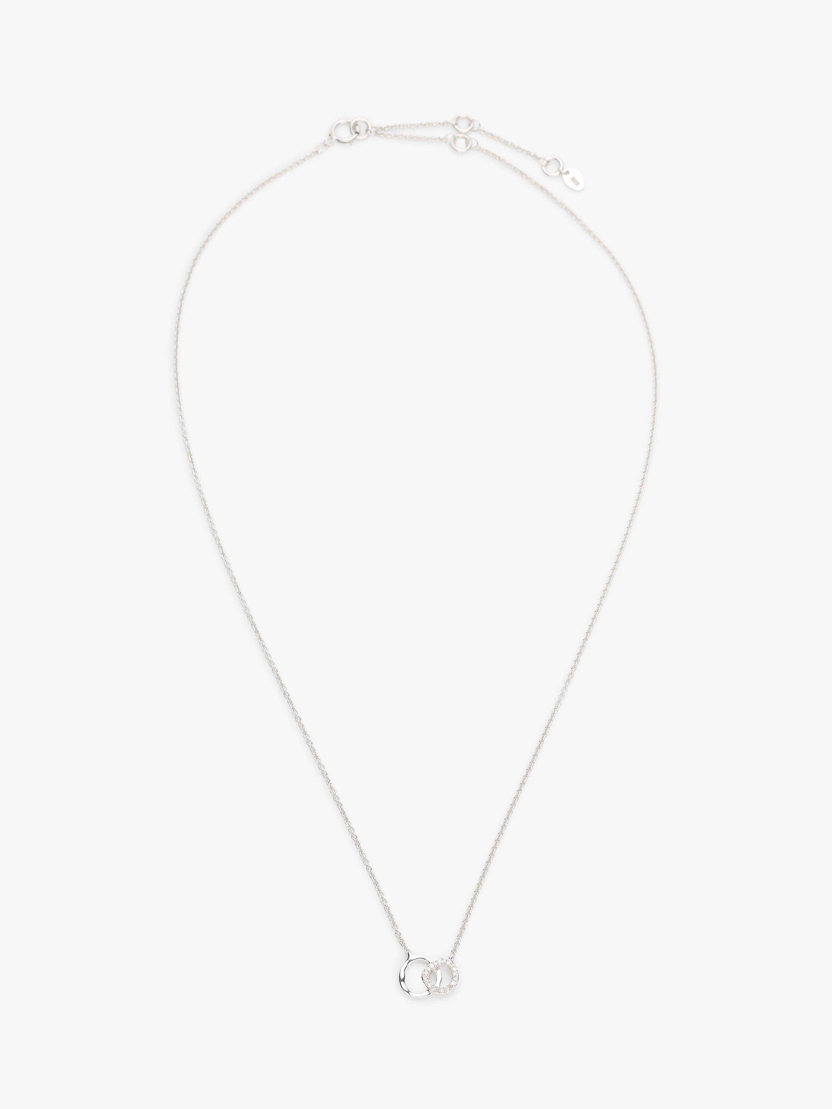 John Lewis Mini Interlocking Diamond Necklace, Silver