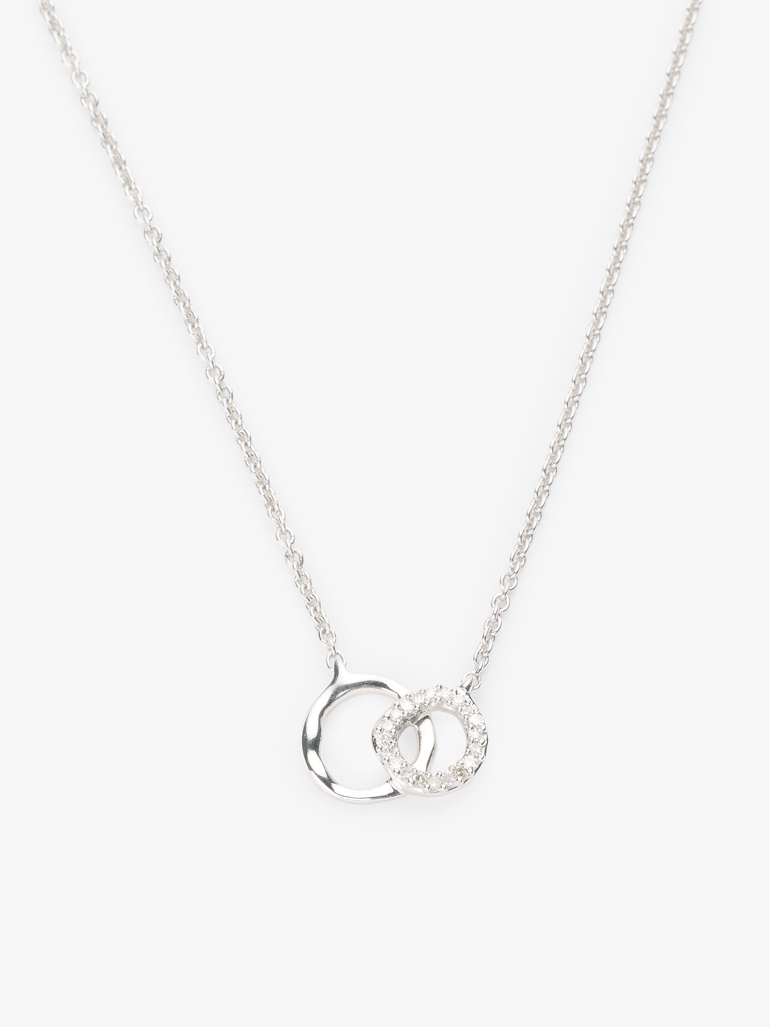 Product image 3 of 3, which shows John Lewis Mini Interlocking Diamond Necklace, Silver