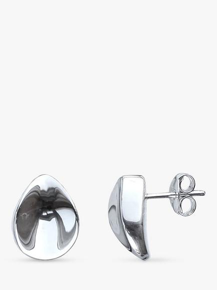 Nina B Concave Teardrop Stud Earrings, Silver, Silver