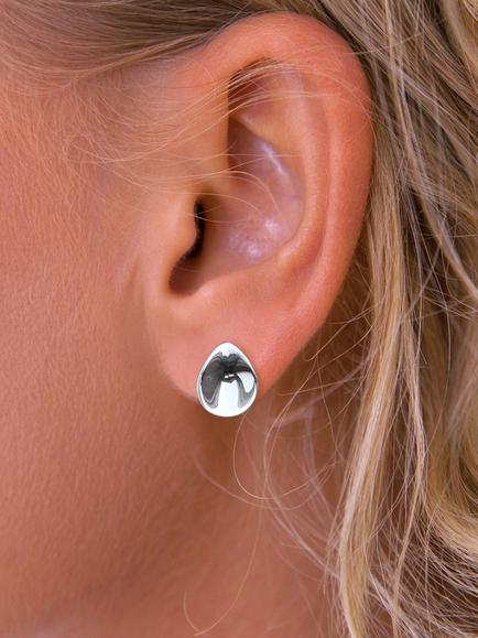 Nina B Concave Teardrop Stud Earrings, Silver - view 2, Silver