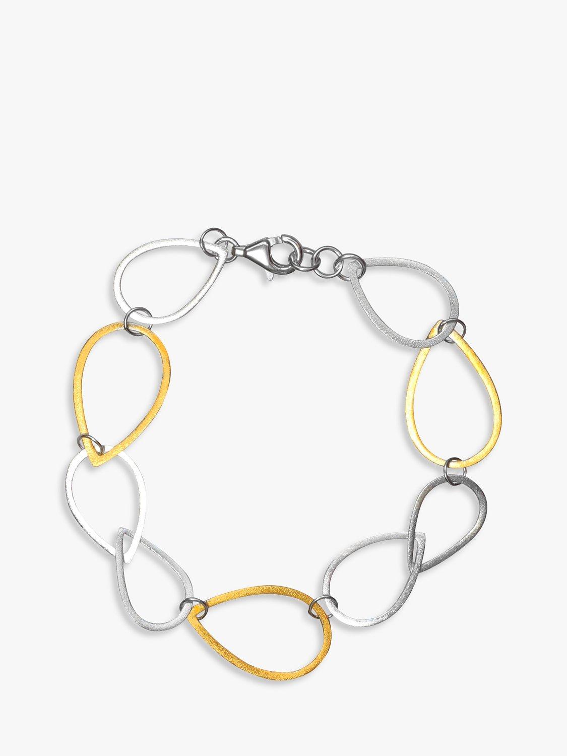 Product image 1 of 4, which shows Nina B Two-Toned Teardrop Open Link Bracelet, Silver/Gold
