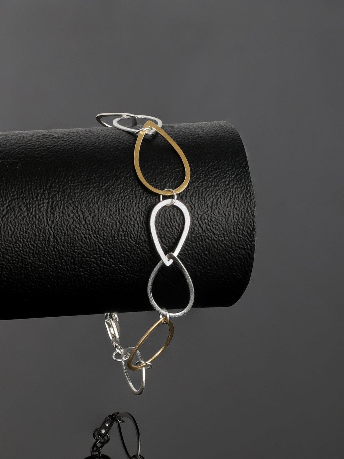 Product image 2 of 4, which shows Nina B Two-Toned Teardrop Open Link Bracelet, Silver/Gold