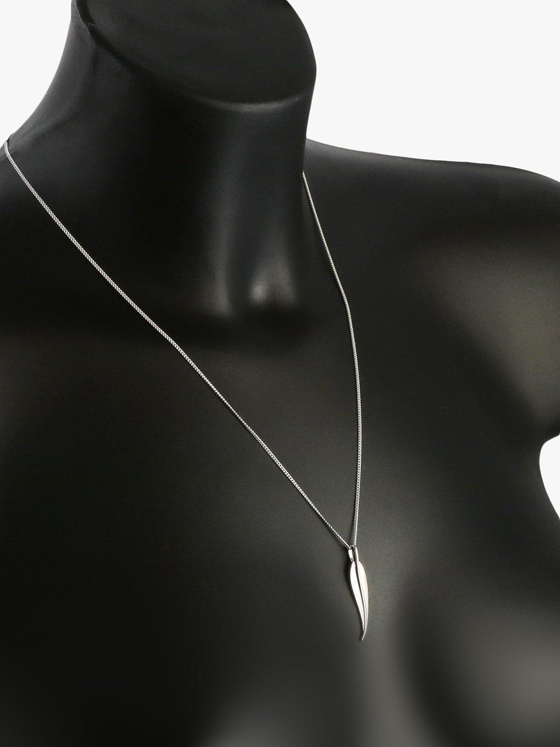 Product image 3 of 4, which shows Nina B Sterling Silver Slim Feather Pendant Necklace, Silver