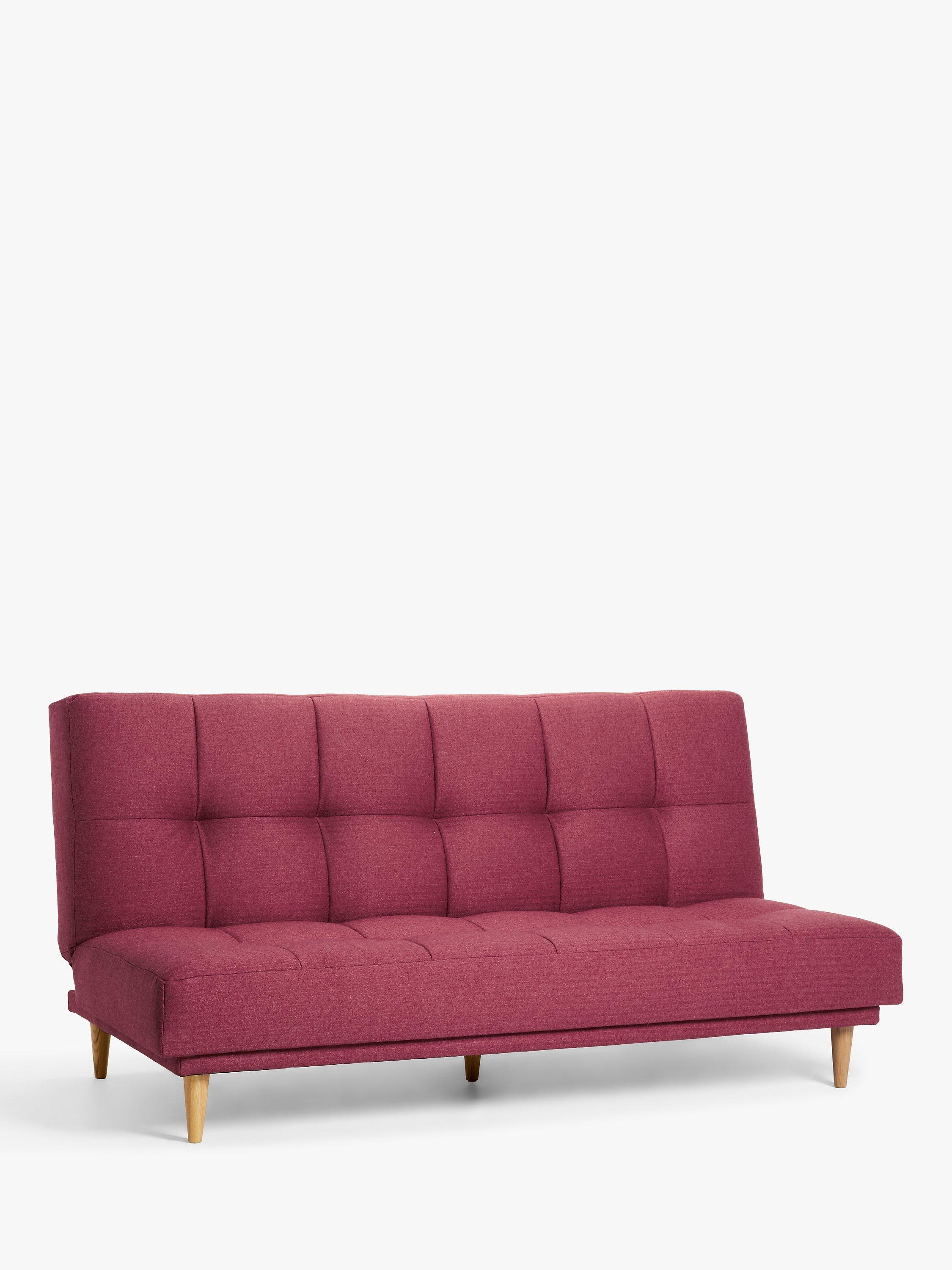 Linear Range, John Lewis Linear Medium 2 Seater Sofa Bed, Light Leg, Cranberry Tweed