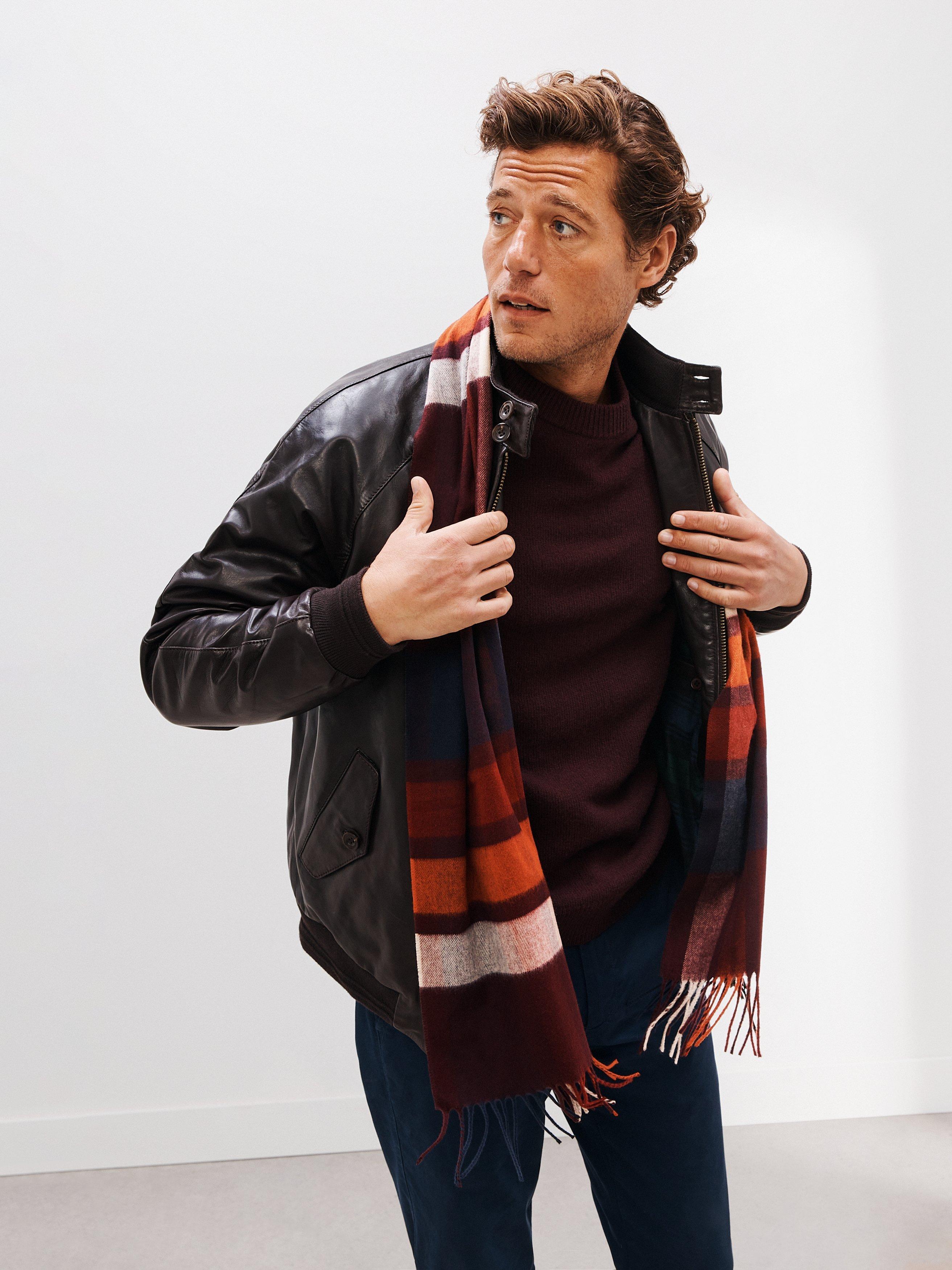 John Lewis Oversized Check Cashmink Scarf, Dark Red/Multi