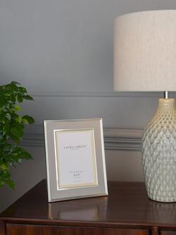 Laura Ashley Harrison Linen Photo Frame, 5 x 7" (13 x 18cm) - view 2, Pale Charcoal/Silver Plated