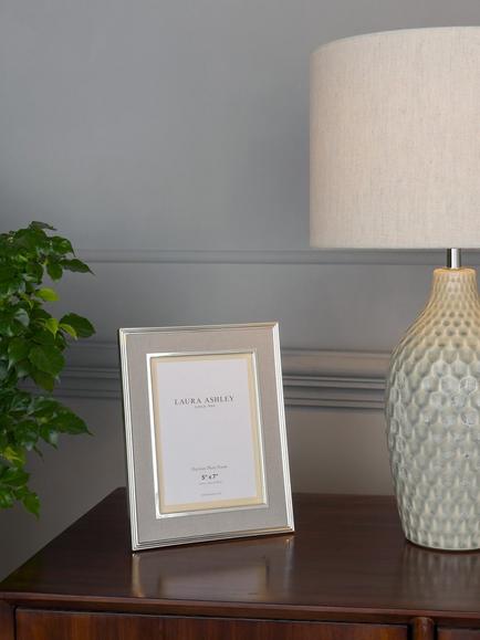 Laura Ashley Harrison Linen Photo Frame, 5 x 7" (13 x 18cm) - view 2, Pale Charcoal/Silver Plated