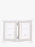 Laura Ashley Harrison Linen Double Photo Frame, 4 x 6" (10 x 15cm), Natural/Silver Plated