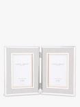 Laura Ashley Harrison Linen Double Photo Frame, 4 x 6" (10 x 15cm), Natural/Silver Plated