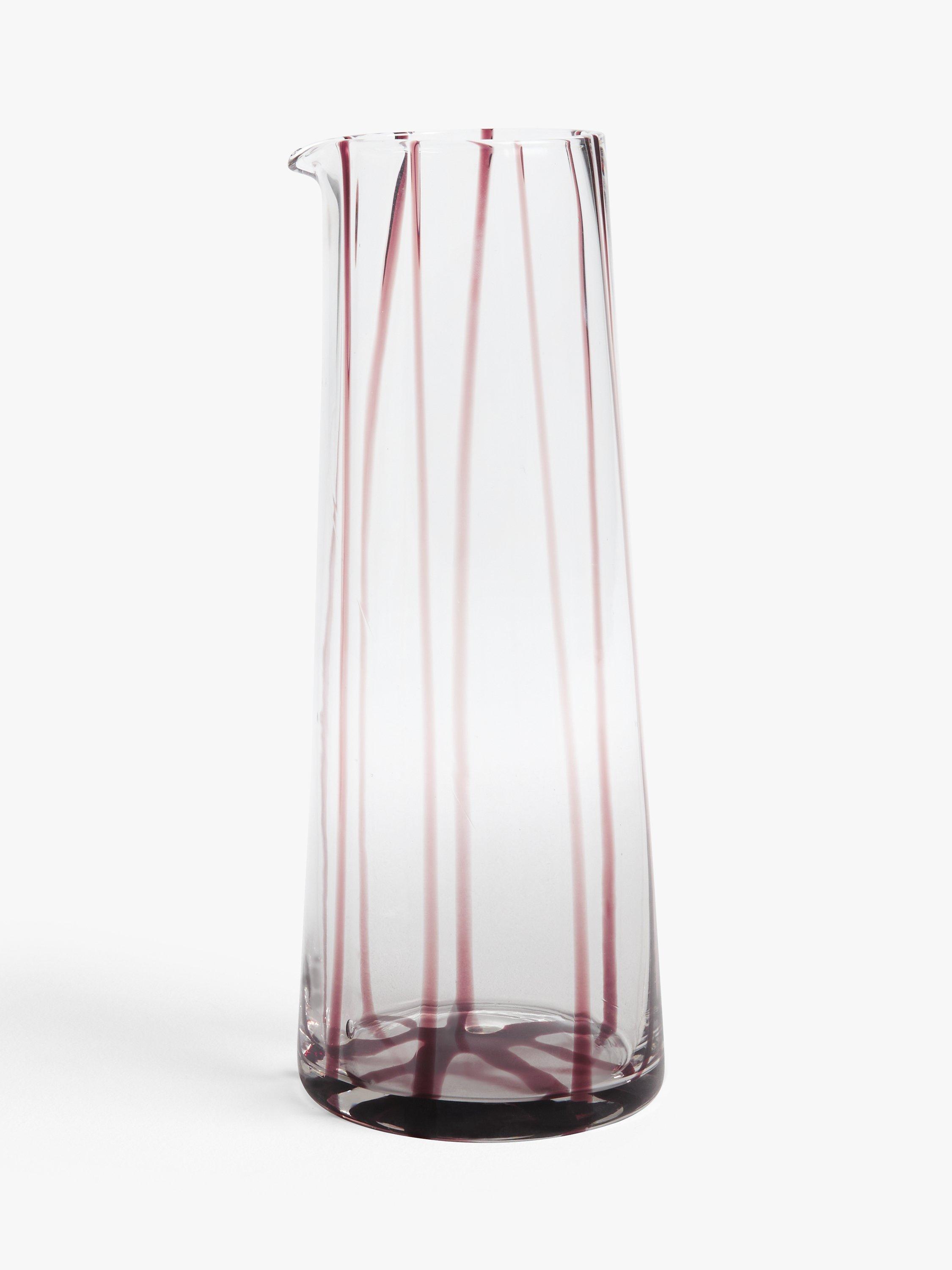 John Lewis Swirl Stripe Glass Jug, 1L, Pomegranate