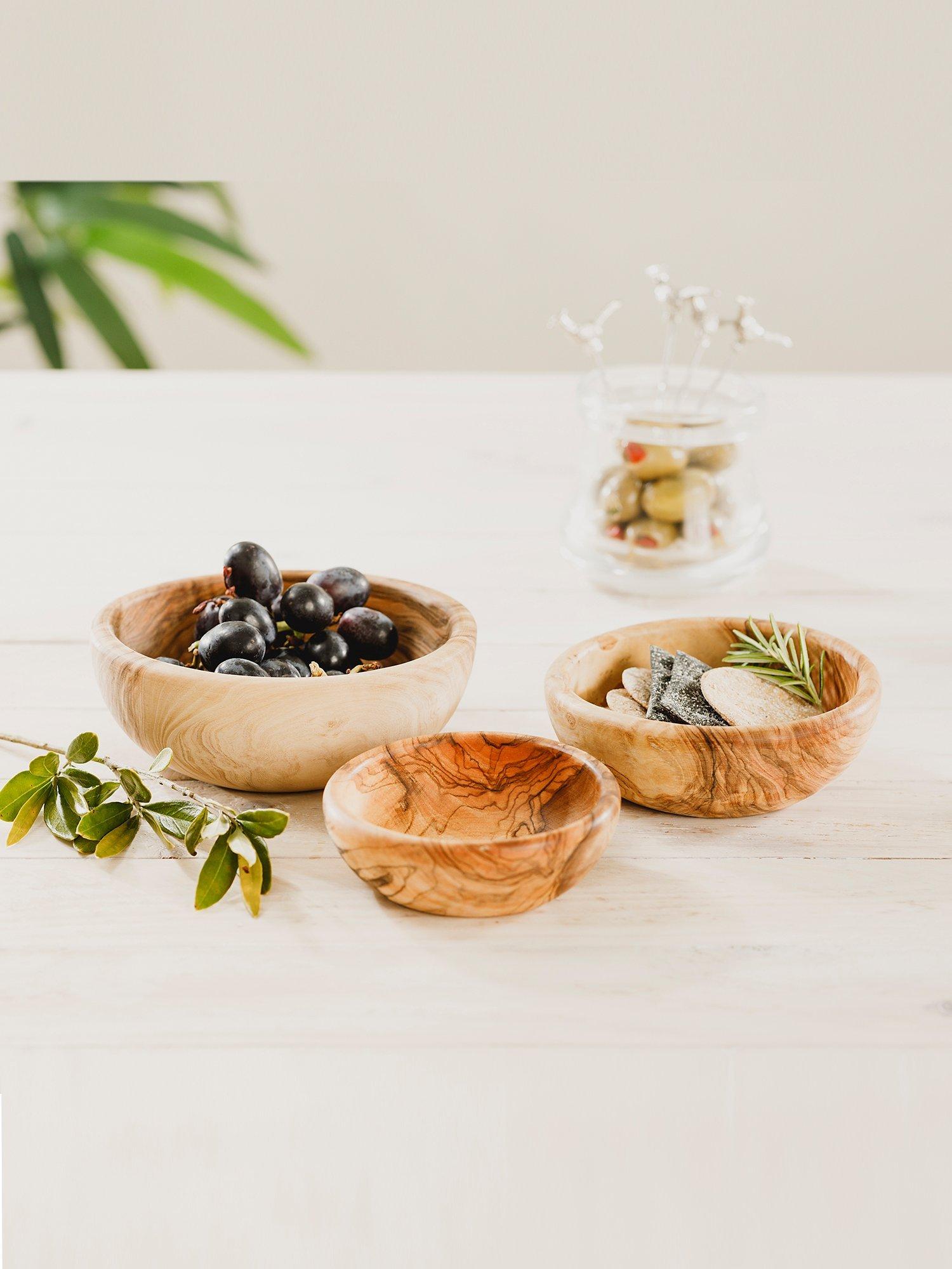 Selbrae House Olive Wood Stacking Serving Bowls, Set of 3, Natural