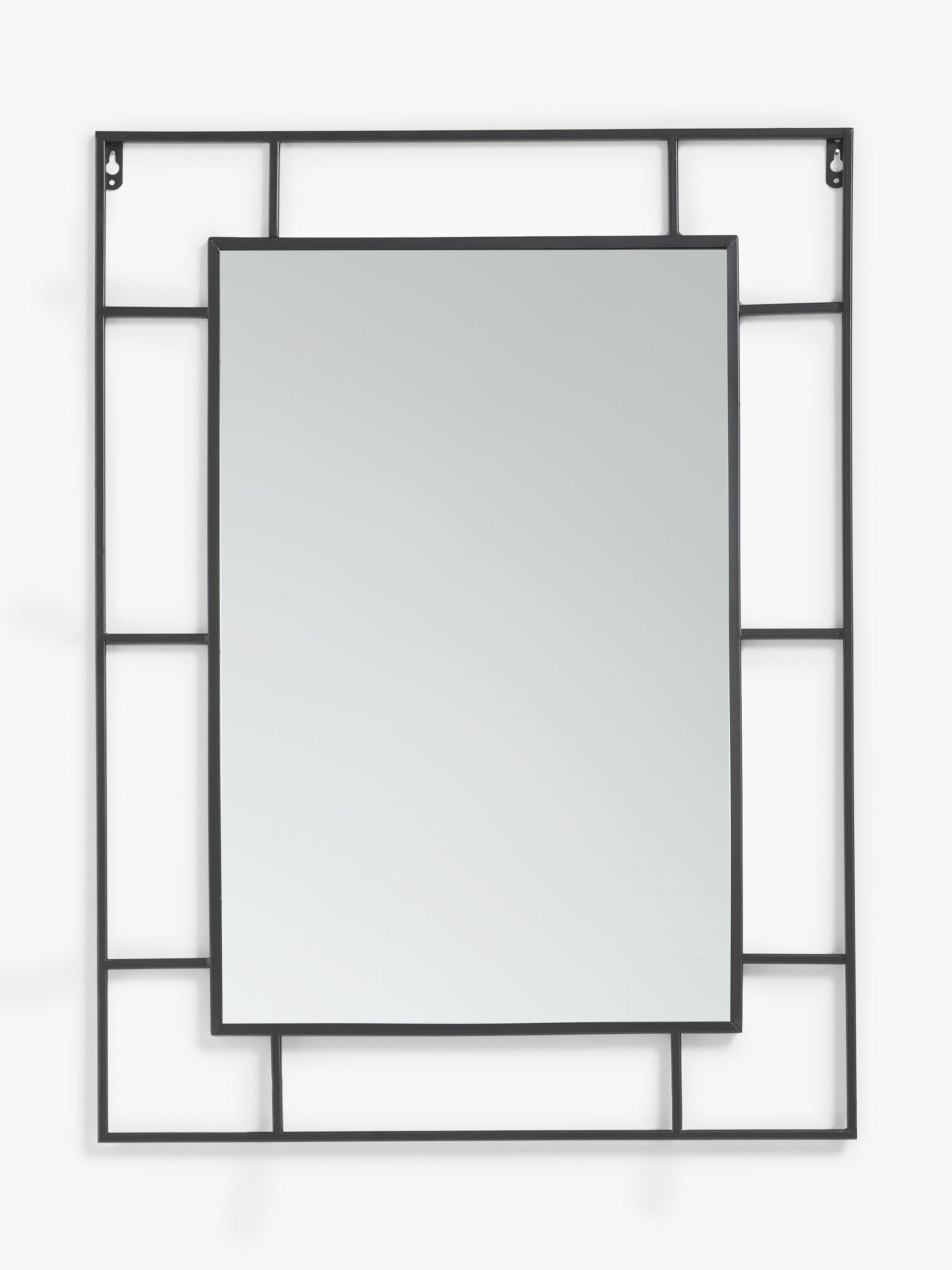 John Lewis Restoration Rectangular Metal Wall Mirror, 75cm, Black