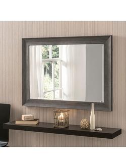 Yearn Wood-Effect Rectangular Wall Mirror, Dark Grey