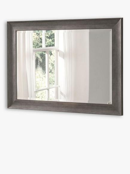 Yearn Wood-Effect Rectangular Wall Mirror - view 2, Dark Grey