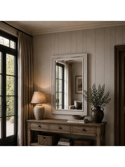 Yearn Contemporary Rectangular Wall Mirror, 74 x 102cm - view 2, White